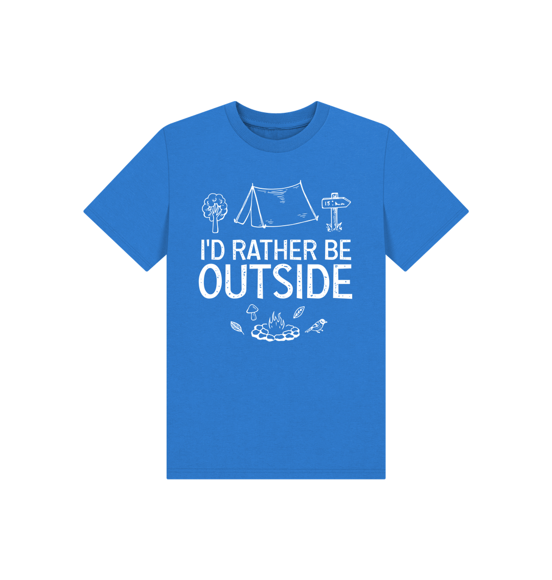 Bright Blue \"I'd Rather Be Outside\" Kids Organic T-shirt