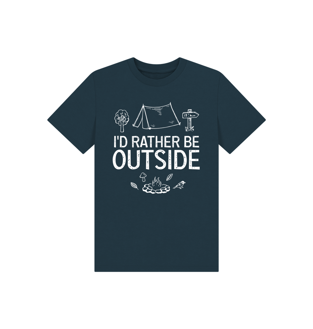 Denim Blue \"I'd Rather Be Outside\" Kids Organic T-shirt