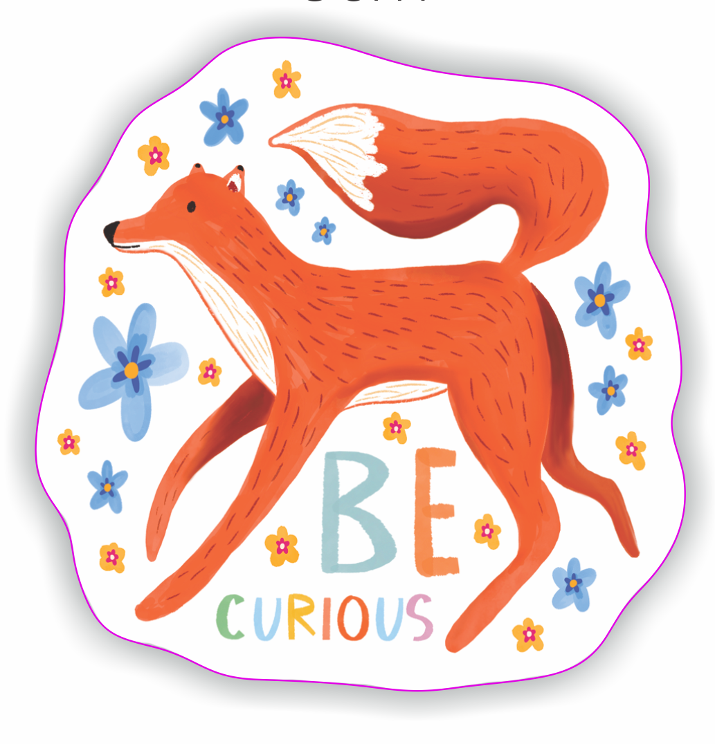 Be Curious Fox Waterproof Sticker